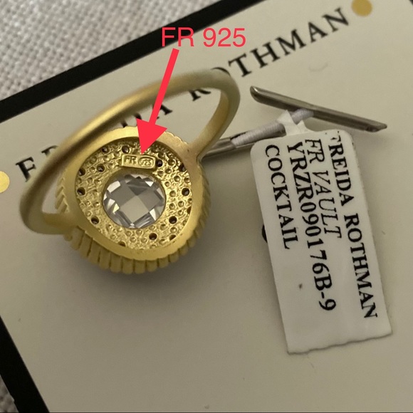 FREIDA ROTHMAN Faceted Stone Vault Cocktail Ring Gold Silver Zirconia Stone $175 - Picture 12 of 16